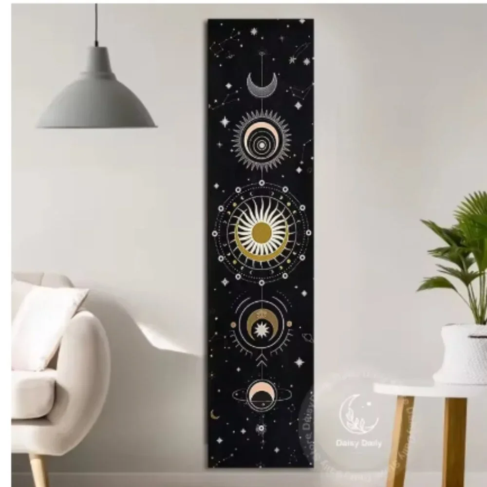 Moon Phase Tapestry Wall Hanging Black White Constellation Wall Decor NEW